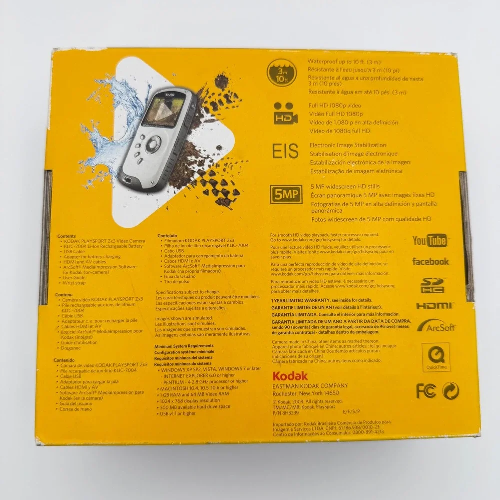 Kodak PlaySport Video Camera Waterproof HD 1080p Pocket Camcorder Zx3 SD Card